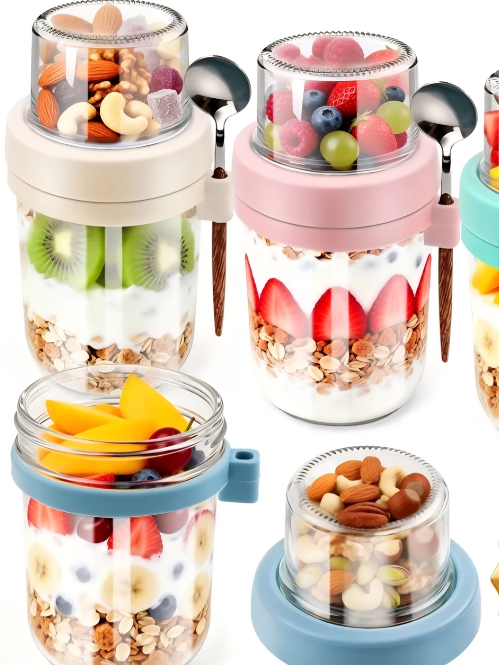 TWO Overnight Oats Jars 20 oz (16+4) w Lids